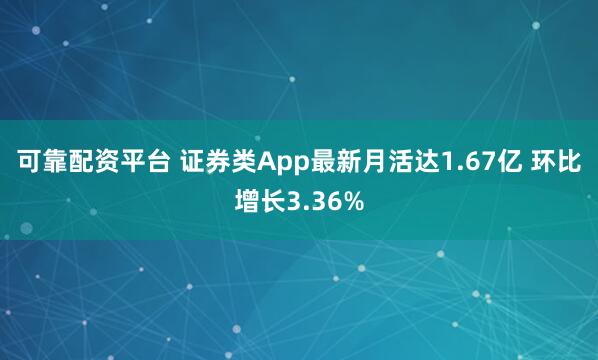 可靠配资平台 证券类App最新月活达1.67亿 环比增长3.36%