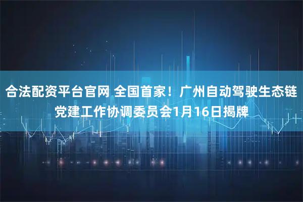 合法配资平台官网 全国首家！广州自动驾驶生态链党建工作协调委员会1月16日揭牌